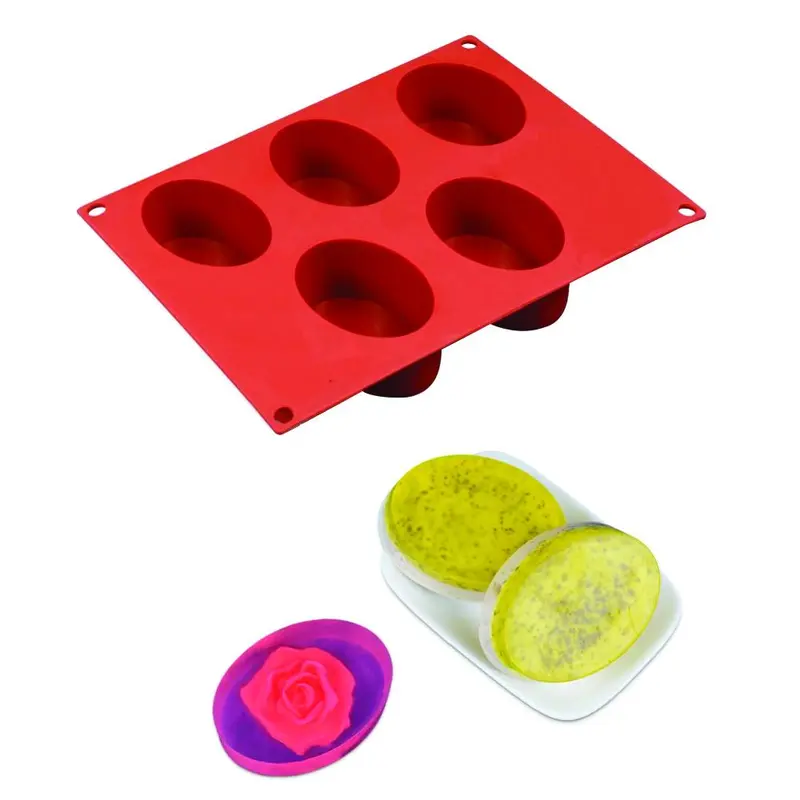 0770 Non-Stick Silicone Oval Mold Tray – 5-Cavity Baking & Candy Making Tool 1