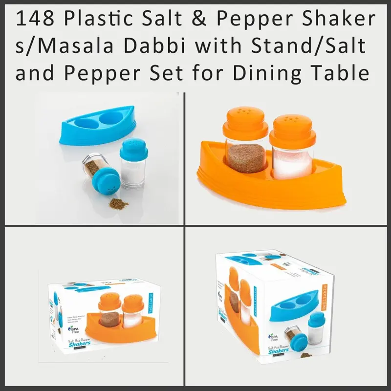148 Salt & Pepper Shaker Set – Stackable Masala Dabbi With Base Stand 1