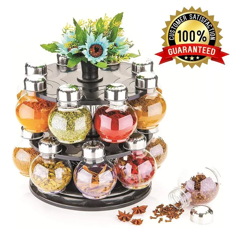 16-Compartment Rotating Plastic Spice Organizer Rack 1
