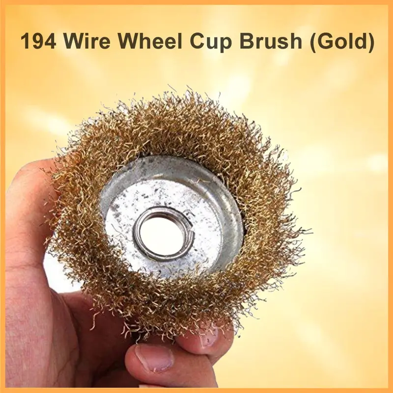 194 Gold-Finished Wire Cup Brush – Industrial Cleaning & Polishing Tool 1