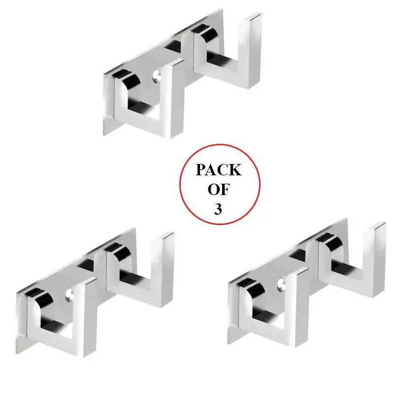 2-Pin Wall-Mounted Cloth Hanger Set – Bathroom Or Door Hooks (3-Pack) 1