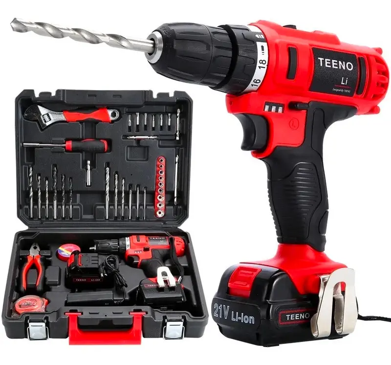 21V Dual-Battery Cordless Drill-Driver – Lithium-Ion Power Tool With Adjustable Torque & Led Work Light 1