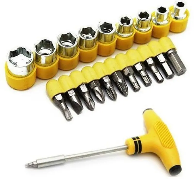 24-Piece T-Handle Screwdriver Set – Ratchet Mechanism With Socket And Spanner Tools 1