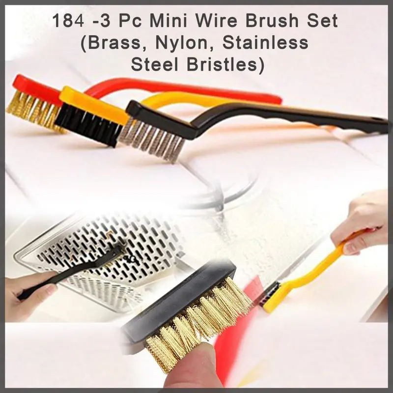 3-Piece Mini Wire Brush Set – Brass, Nylon, And Stainless Steel Bristles 1
