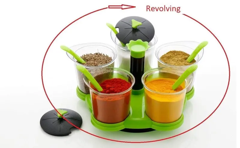 360° Rotating Pickle & Food Storage Set – 5 Airtight Jars With Lids, Spoons & Serving Tray 1