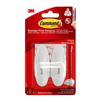 3M Command Medium-Sized White Metal Wire Hook With Damage-Free Adhesive Strip 1