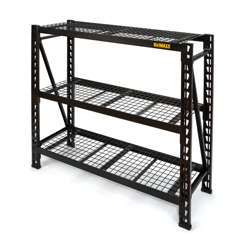 4-Foot Black Steel 3-Shelf Wire Deck Industrial Rack 1