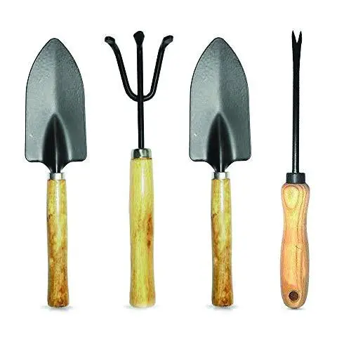 4-Piece Garden Tool Set – Hand Cultivator, Small Trowel, Garden Fork & Ergonomic Handle Design 1