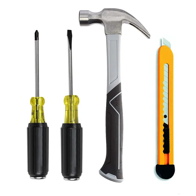 4-Piece Professional Utility Tool Set – Screwdrivers, Hammer, Cutter 1