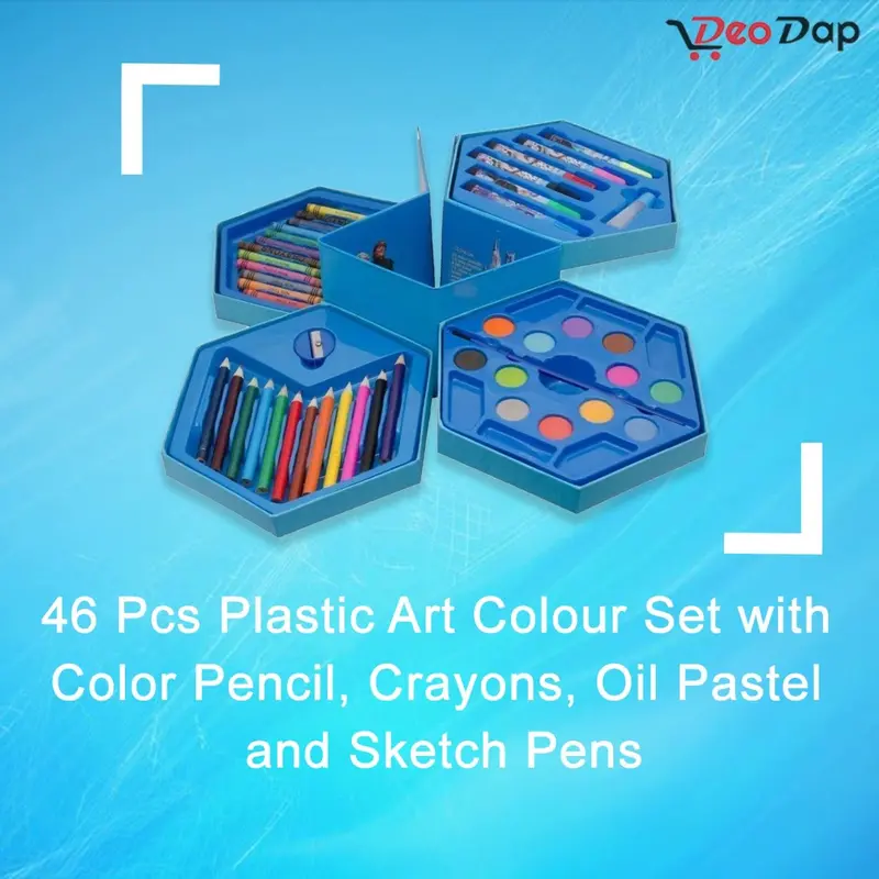 46-Piece Art Supply Set – Color Pencils, Crayons, Oil Pastels & Sketch Pens Included 1