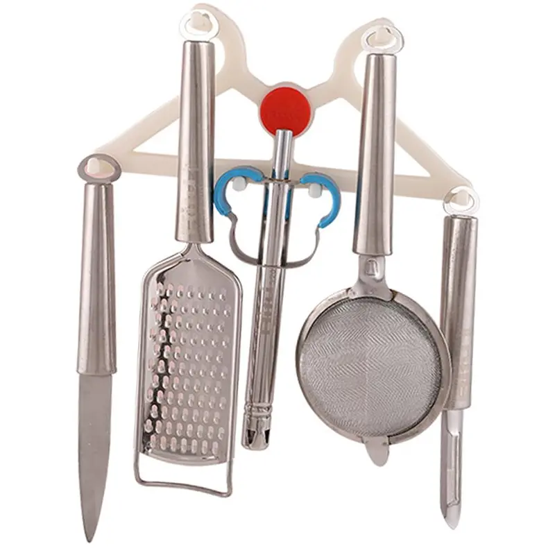 5-In-1 Stainless Steel Kitchen Tool Set – Grater, Peeler, Lighter, Knife & Strainer 1