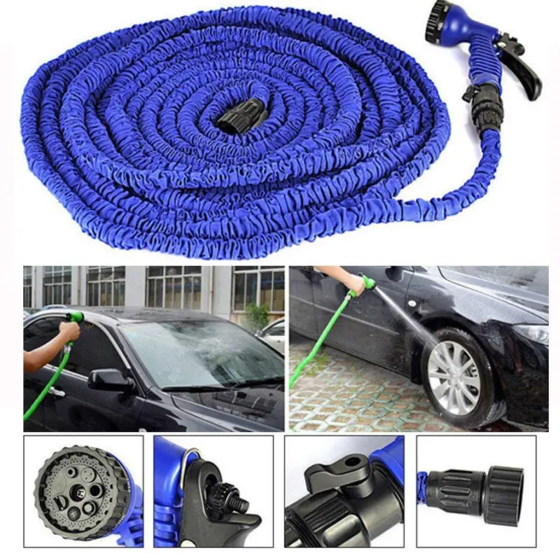 50-Foot Expandable Garden Hose With Adjustable Nozzle & Spray Gun – Car, Bike & Outdoor Cleaning 1