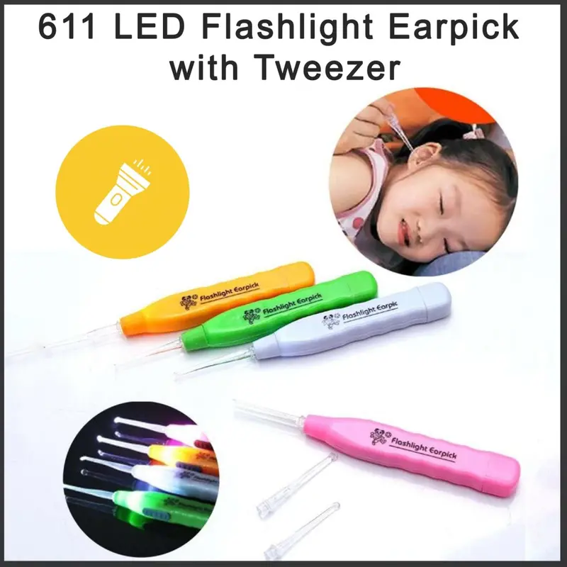 611 Led Flashlight Ear Cleaner With Integrated Tweezer 1