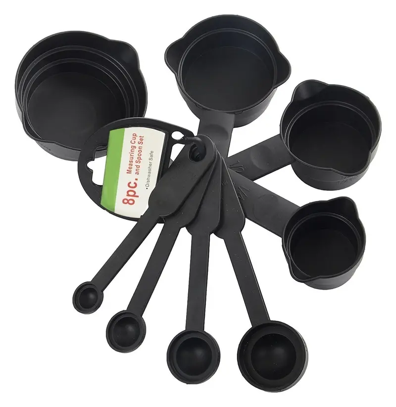 8-Piece Black Plastic Measuring Cups And Spoons Set With Storage Box 1