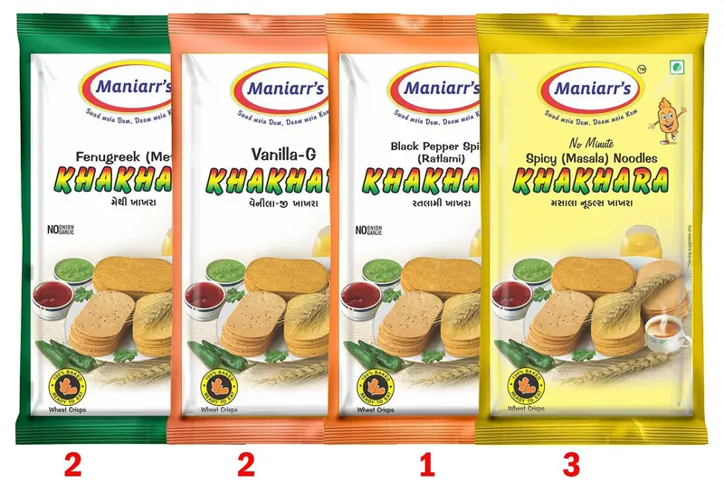 A2 Maniarrs Assorted Khakhara Box – 4 Flavors, 360 G (8-Piece Pack) 1