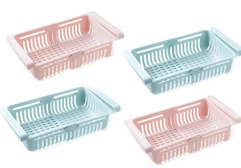 Adjustable Sliding Fridge Organizer Basket – Space-Saving Refrigerator Storage Tray 1