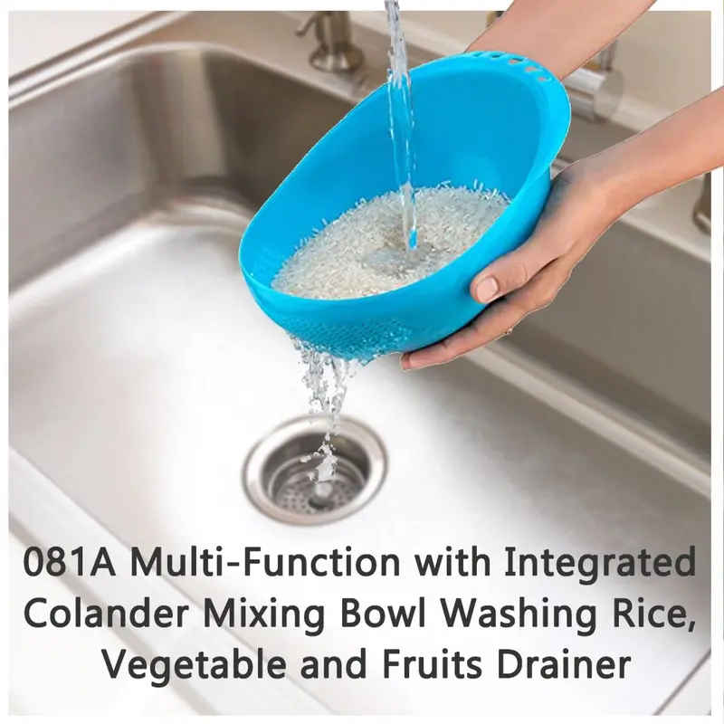 All-In-One Colander Mixing Bowl: Rice Washer & Produce Drainer (21×17×8.5 Cm) 1