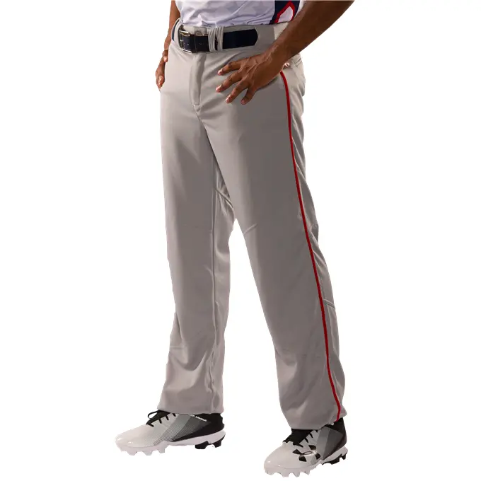 Alleson Adult Crush Open-Bottom Baseball Pants With Contrast Piping – Polyester Blend 1