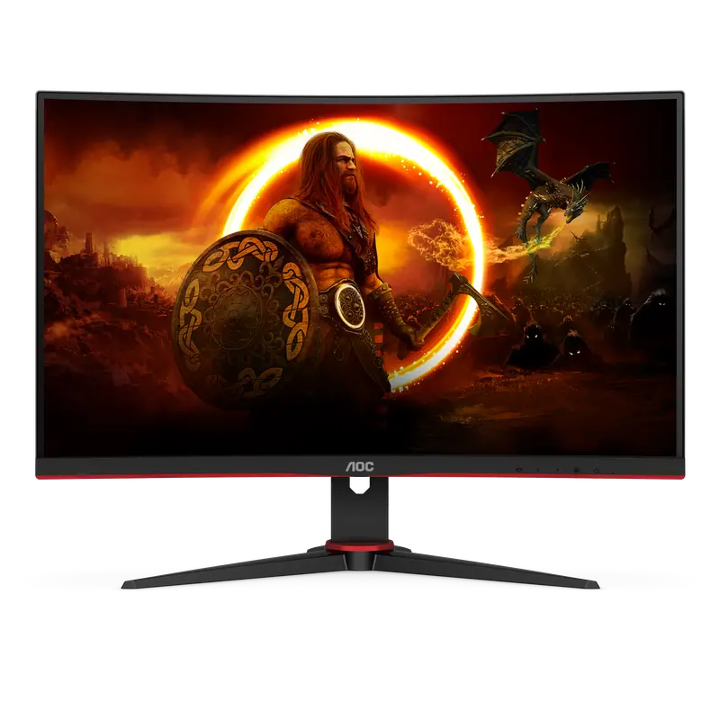 Aoc C27G2Ze/Bk 27" Full Hd Curved Gaming Monitor – Black Chassis With Red Accents 1