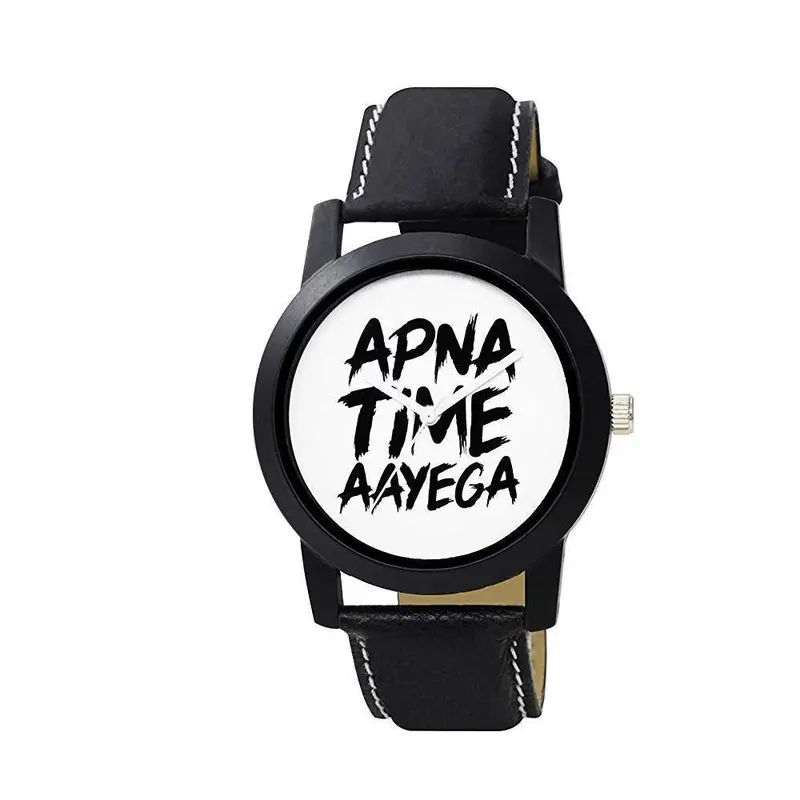 ‘Apna Time Ayega’ Motivational Analog Watch – Playful Multicolor Dial & Leather Strap 1