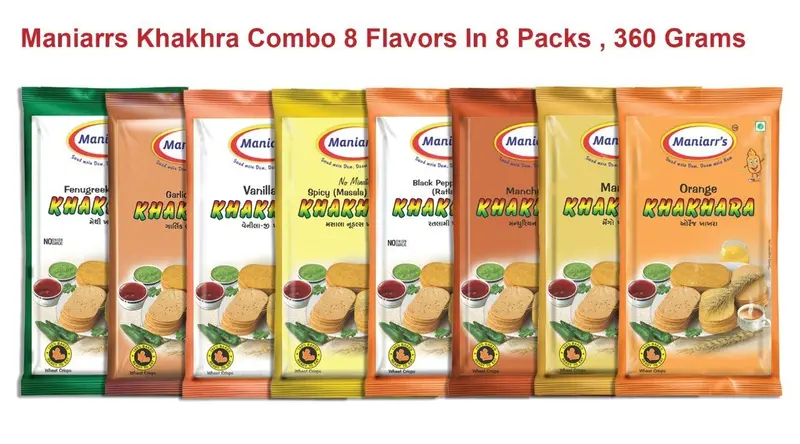 Assorted Flavor A4 Khakhra Pack – Crispy Indian Snack Variety (8 Units) 1