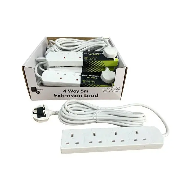 Benross 453060 Four-Way 13 A Extension Lead – 5-Metre White Cord 1
