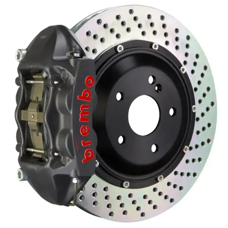 Brembo Gt Sport Rear Brake Kit – 4-Piston Calipers, 345X28Mm Two-Piece Drilled Rotors For Bmw 328I 1
