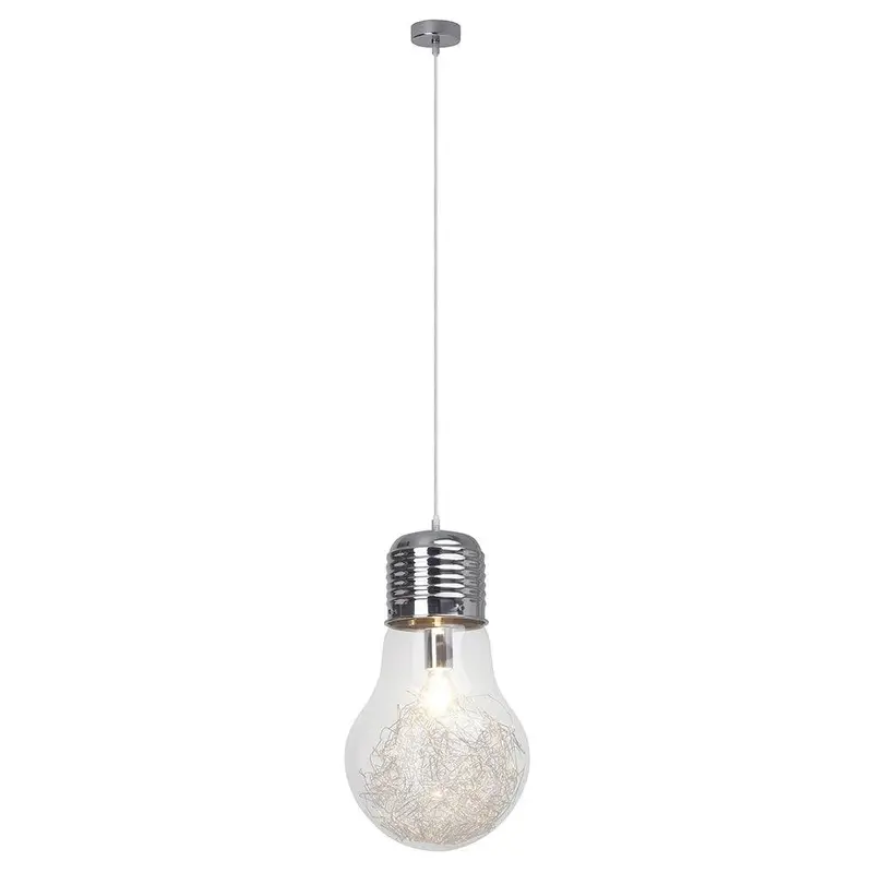 Bulb-Style 1-Light 60W Pendant In Chrome & Clear Glass | 93429/15 1