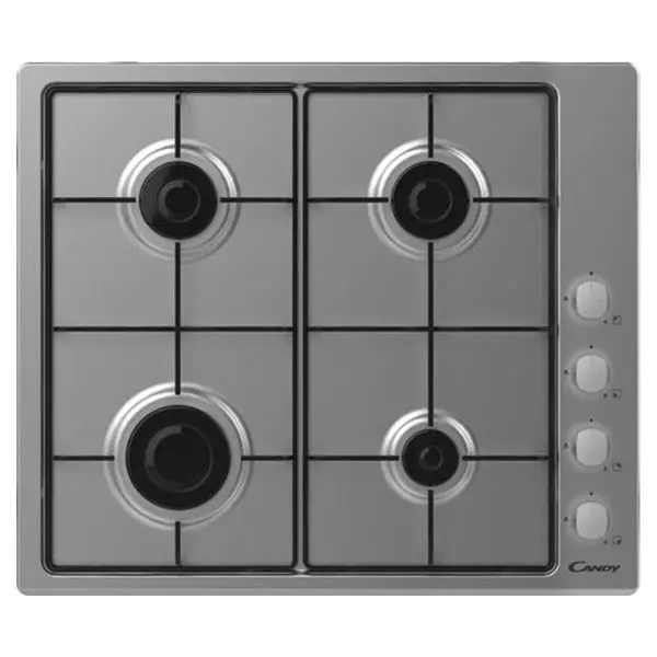 Candy Chw6Lx 60Cm Gas Hob With 4 Burners And Wire Grids – Stainless Steel 1