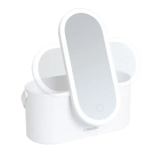 Carmen C81167Wht Portable Led Vanity Mirror With Travel Case – White Compact Design 1