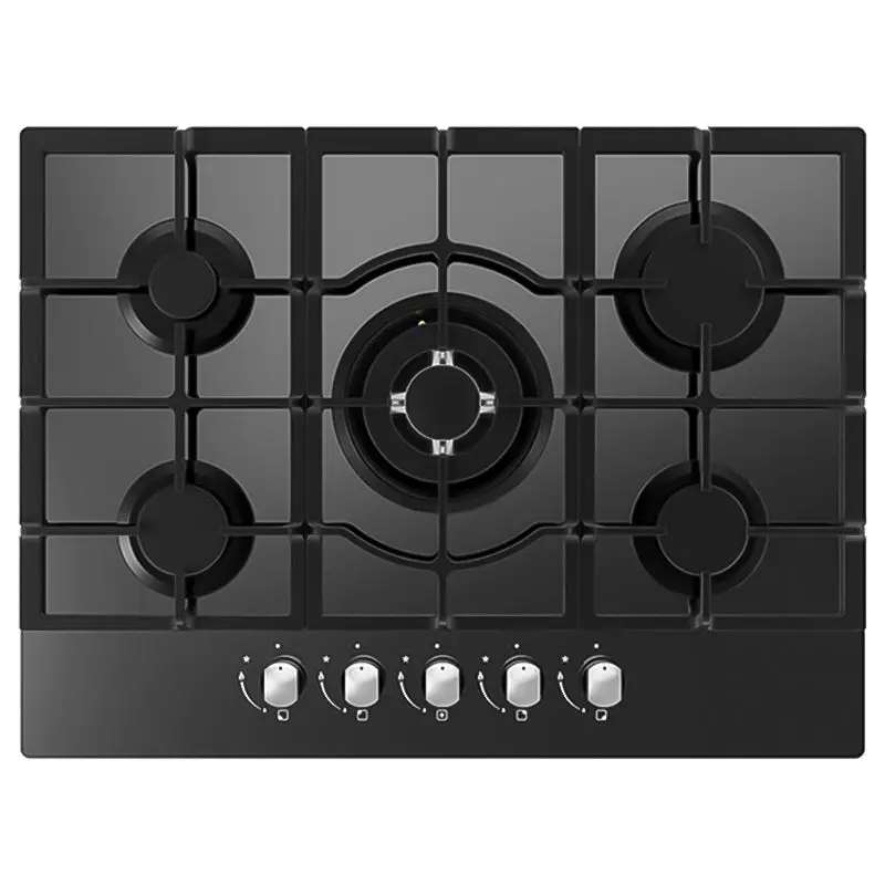 Cata 70 Cm Black Gas-On-Glass Hob – 5-Zone Cooktop Ubgog701Bk 1