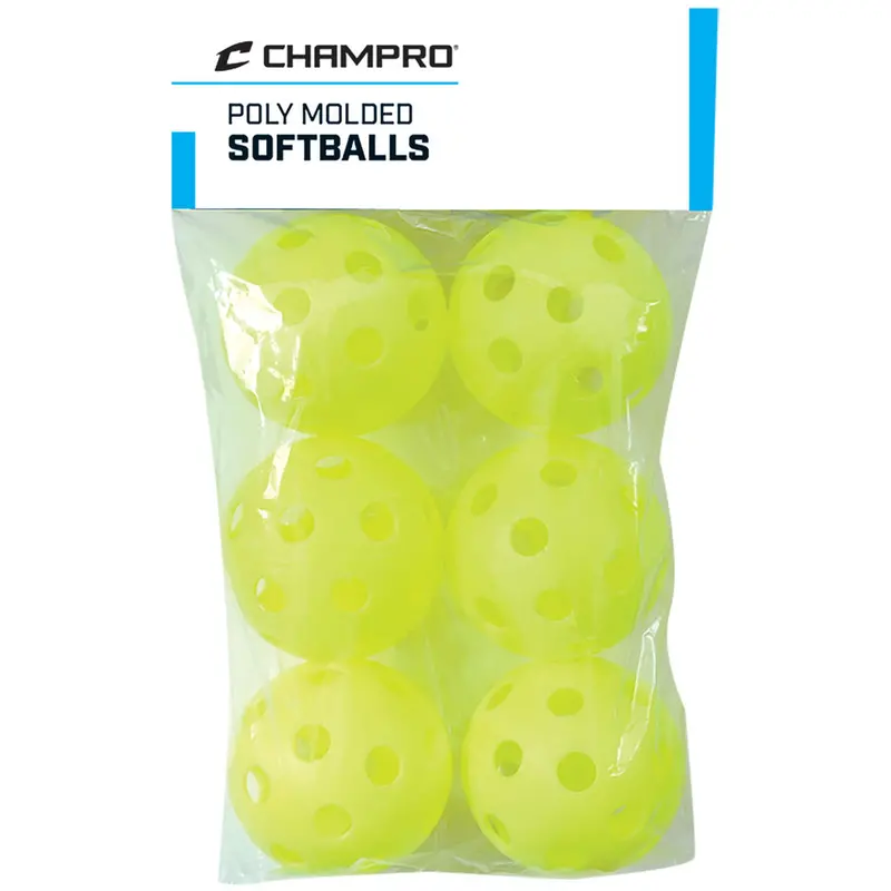 Champro 12-Inch Poly Molded Training Softballs – 6-Pack Practice Set 1