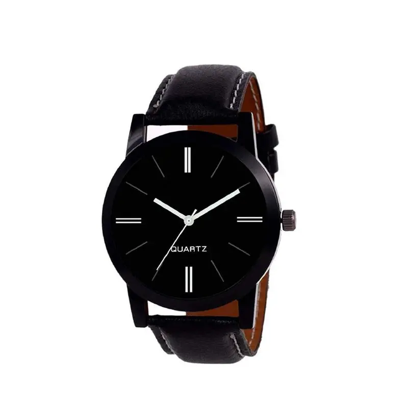 Classic Black-Face Analog Watch – Elegant Plain Dial & Stylish Leather Band 1