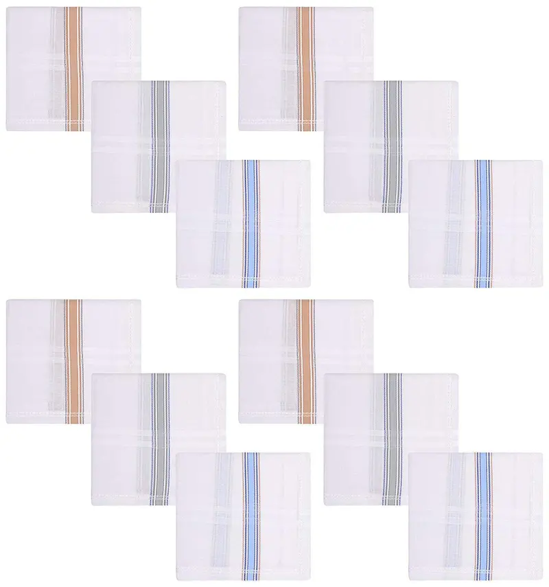 Classic White Cotton Handkerchiefs For Men – Pack Of 12 Soft, Absorbent Squares 1