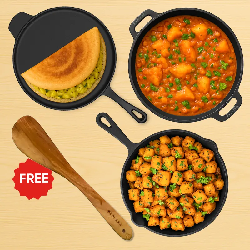 Crownstone Core Cookware Trio: Kadai, Tawa & Fry Pan 1