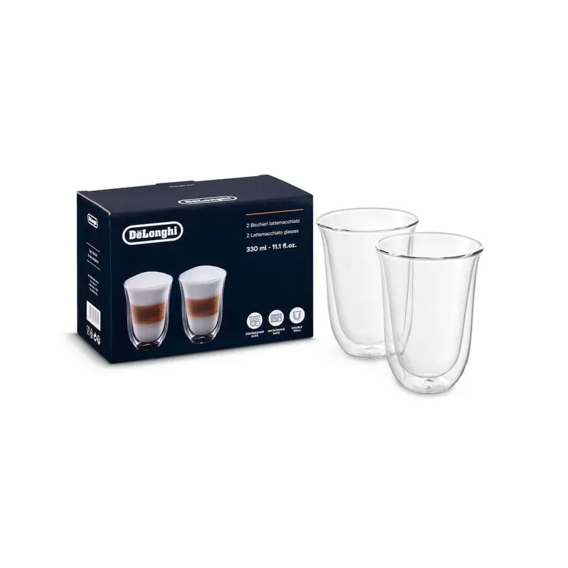 De’Longhi Dlsc312 Clear Latte Glasses Set – Premium Transparent Pair 1
