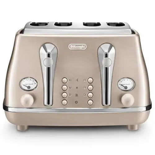 Delonghi Icona Metallics 4-Slice Toaster – 1800W, Beige Finish | Ctot4003.Bg 1