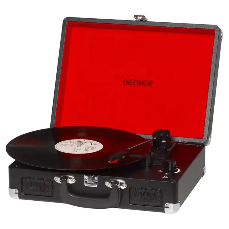 Denver Portable Vinyl Turntable – Compact Black Record Player For On-The-Go Use 1