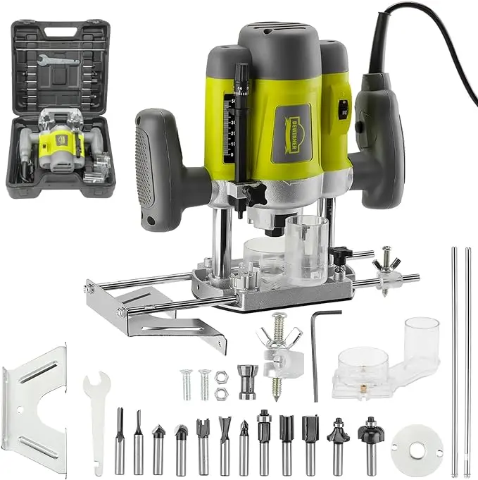 Dewinner 240V Electronic Wood Router – Compact Laminate & Joinery Router With Trimmer Base 1