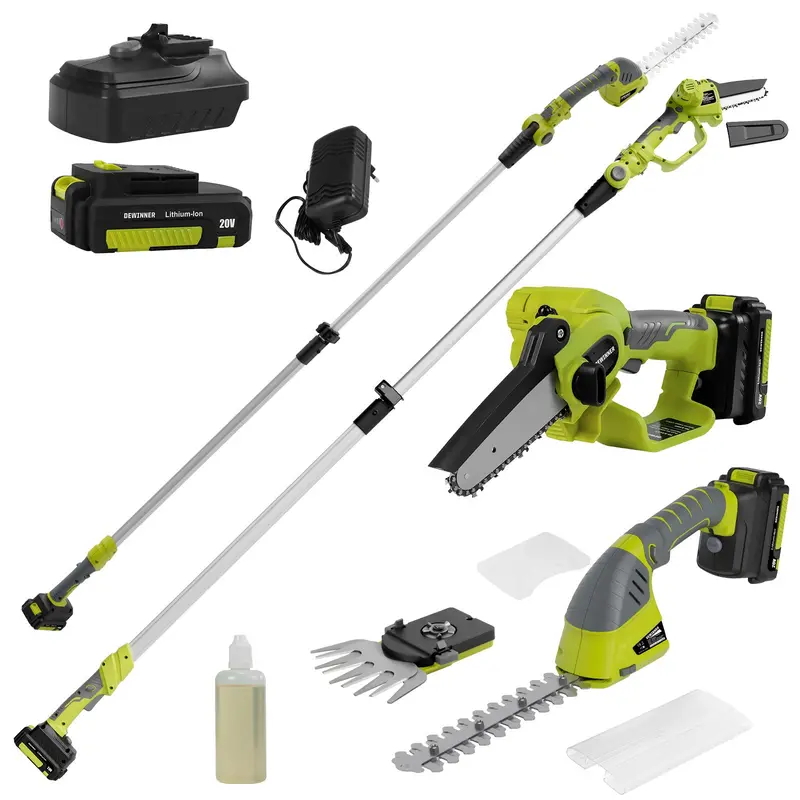 Dewinner 3-In-1 Cordless Hedge Trimmer & Chainsaw — Telescopic 254Cm Reach, Adjustable Head, Includes Battery & Charger 1