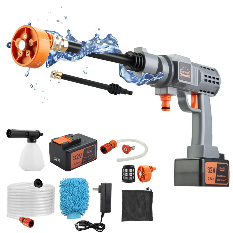 Dewinner 32V Cordless Hydroshot Pressure Washer – 700 Psi Portable Cleaner With 5-Position Nozzle For Cars, Fences & Siding 1