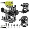 Dewinner 710W 220V Hand Router – Triple-Base System (Trimmer/Plunge/Tilt), Dual Collets & Bit Set 1