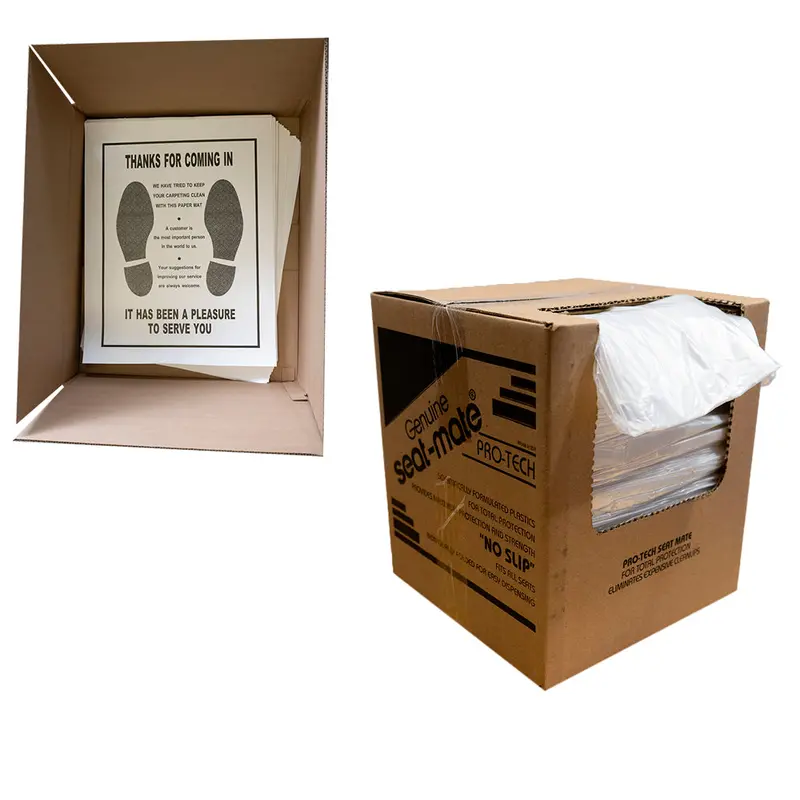 Disposable Paper Floor Mat And Plastic Seat Cover Value Pack 1