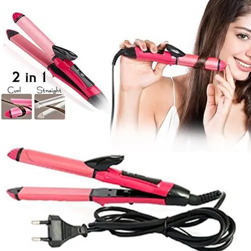 Dual-Function Hair Styler – Ceramic Straightener & Curling Iron For All Hair Types 1