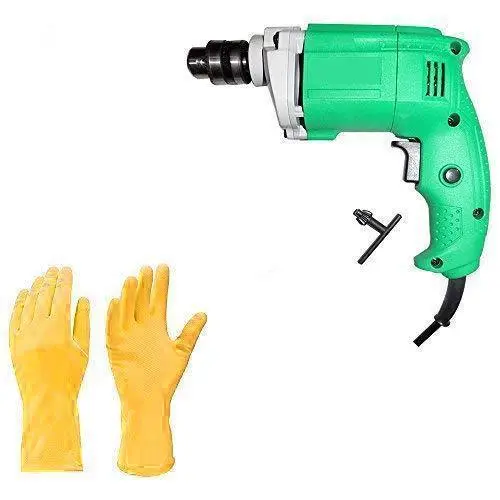 Dual-Purpose Electric Drill & Safety Gloves Combo – Multi-Color Power Tool Accessory Set 1