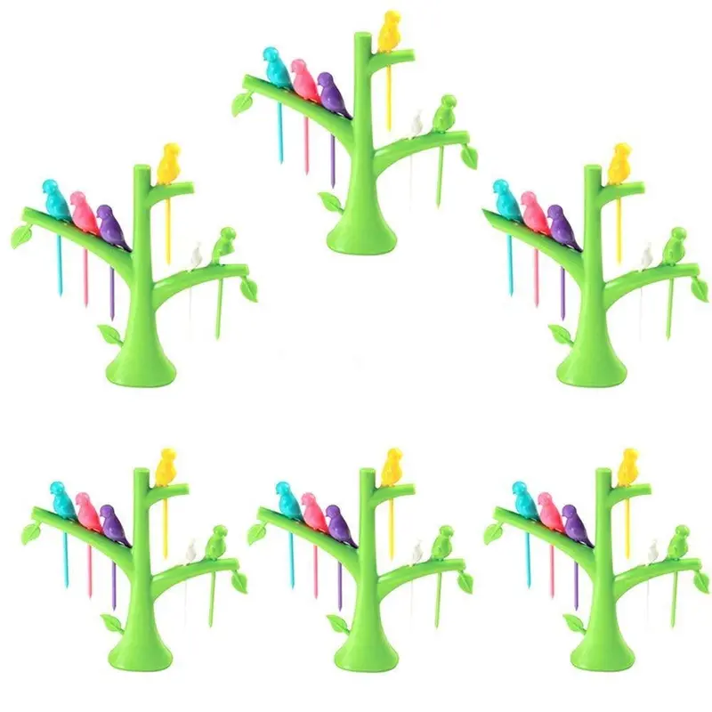 Elegant Bird-Design Fruit Fork Set With Display Stand – 6-Piece Stainless Steel Tableware 1