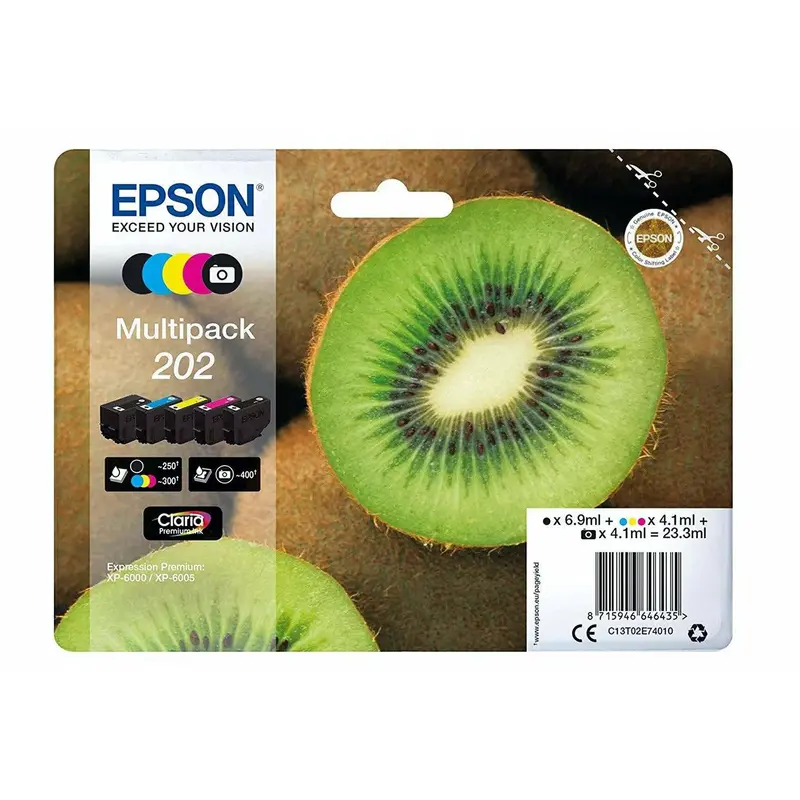 Epson 202 Kiwi Claria Premium Ink Multipack – Cyan, Magenta, Yellow, Black 1