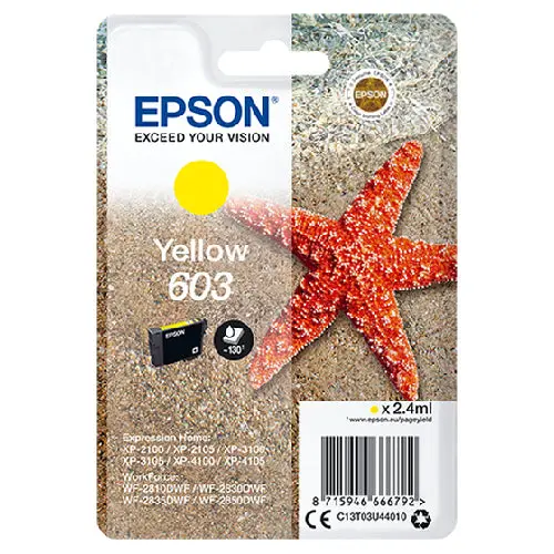 Epson 603 Yellow Ink Cartridge (2.4Ml) – Genuine Epson Ink For Expression Printers 1