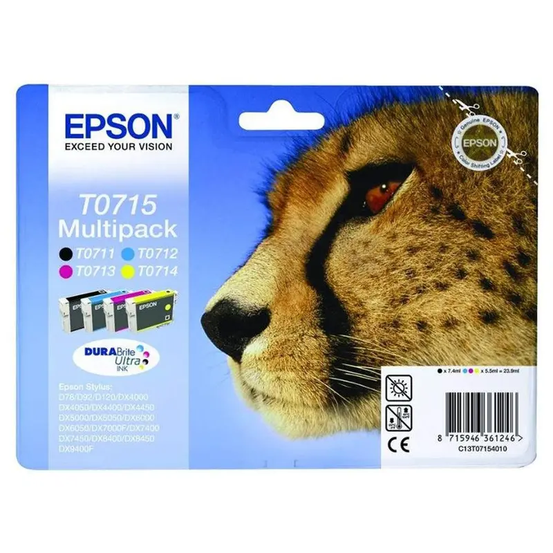 Epson T0715 Durabrite Ultra Cheetah Ink Multipack – Compatible With Select Epson Printers (Seps0771) 1