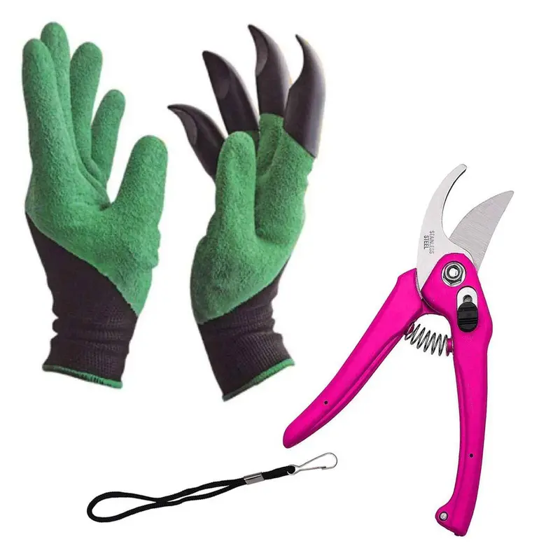 Ergonomic Gardening Gloves With Claw Tips + Ultra-Sharp Secateurs – Planting & Pruning Combo 1
